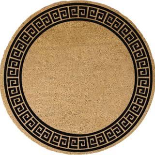 Černá kulatá rohožka z přírodního kokosového vlákna Artsy Doormats Greek Border, ⌀ 70 cm