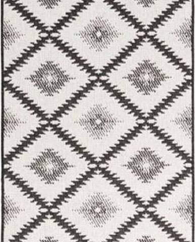 Černo-krémový venkovní koberec Bougari Malibu, 80 x 350 cm