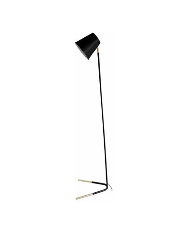 Černá volně stojící lampa s detaily ve zlaté barvě Leitmotiv Noble