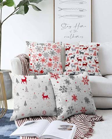 Sada 4 vánočních žinylkových povlaků na polštář Minimalist Cushion Covers Nordic Christmas, 55 x 55 cm