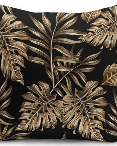 Povlak na polštář Minimalist Cushion Covers Golden Leafes With Black BG, 45 x 45 cm