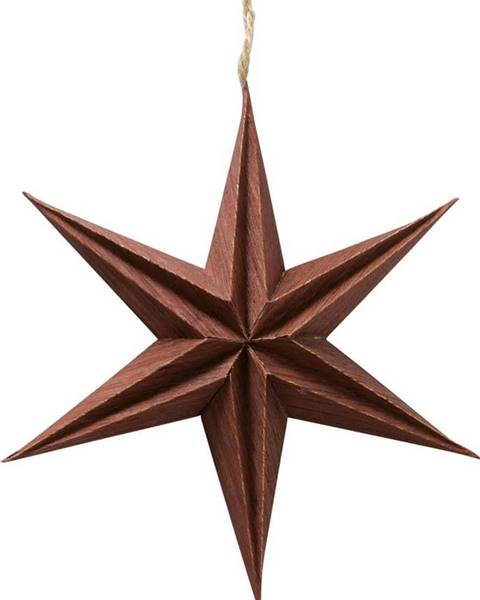 Boltze Hnědá vánoční papírová závěsná dekorace ve tvaru hvězdy Boltze Kassia, ø 20 cm