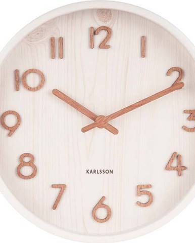 Bílé nástěnné hodiny z lipového dřeva Karlsson Pure Small, ø 22 cm