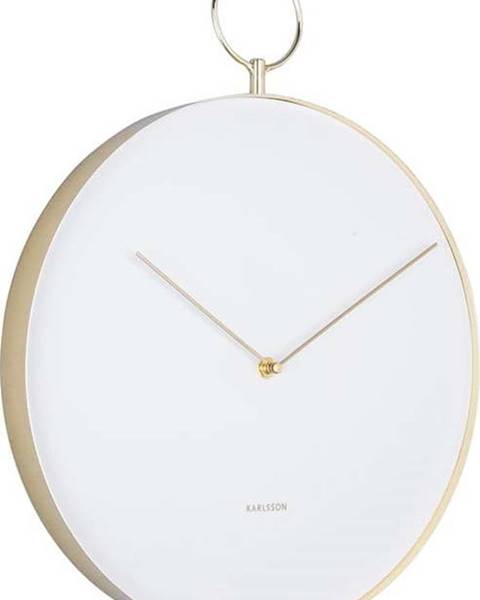 Karlsson Bílé kovové nástěnné hodiny Karlsson Hook, ø 34 cm