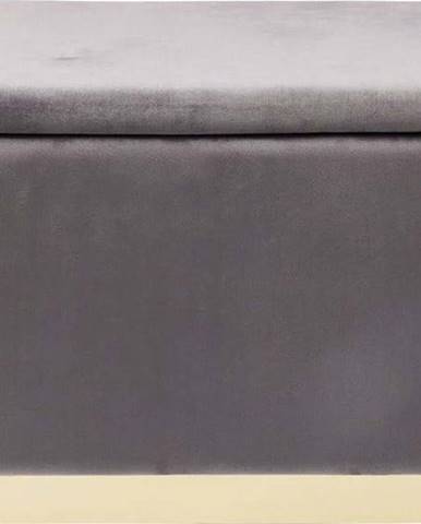 Hnědo-šedá sametová lavice s úložným prostorem Kare Design Cherry