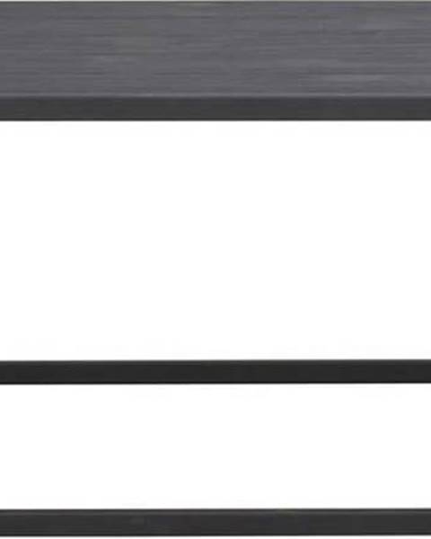 Rowico Černý konferenční stolek s deskou z borovicového dřeva Rowico Franky, 120 x 60 cm
