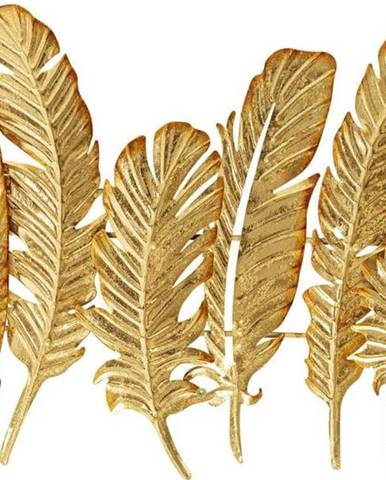 Kovový nástěnný věšák ve zlaté barvě Kare Design Leaf, šířka 86 cm