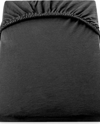 Černé elastické džersejové prostěradlo DecoKing Amber Collection, 180-200 x 200 cm