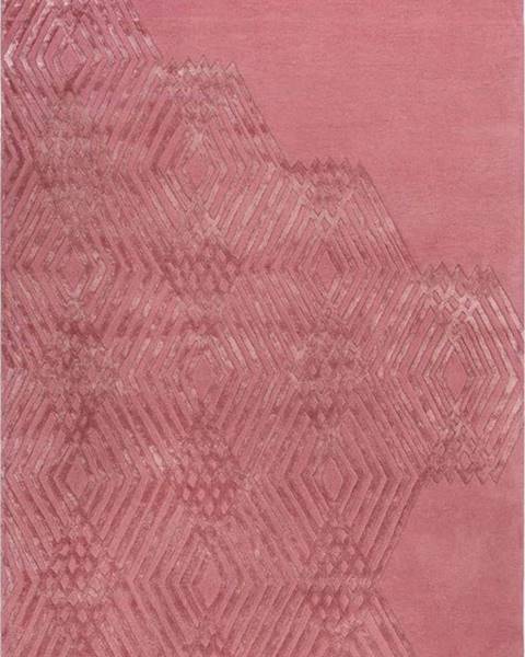 Flair Rugs Růžový vlněný koberec Flair Rugs Diamonds, 160 x 230 cm