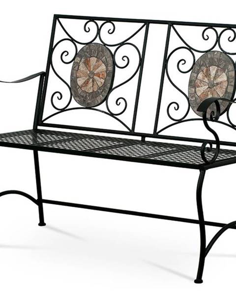 Smartshop JF2227 Zahradní lavice, keramická mozaika, kovová kontrukce, černý matný lak (typově ke stolu JF2225