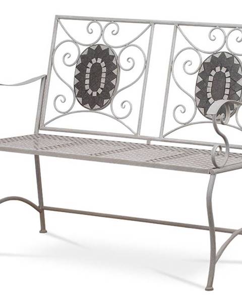 JF2230 Zahradní lavice, keramická mozaika, kovová konstrukce, šedý matný lak Antik (typově ke stolu