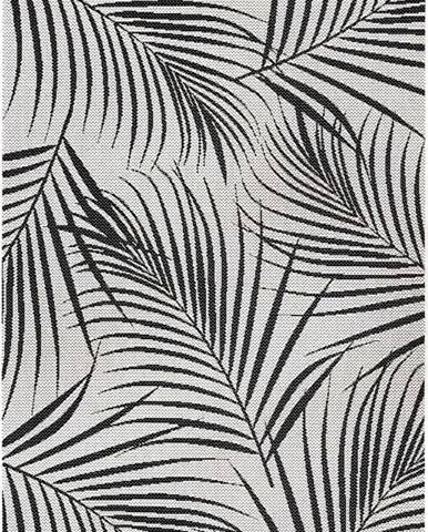 Černo-šedý venkovní koberec Ragami Flora, 160 x 230 cm