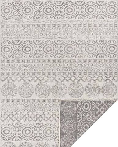 Šedo-bílý venkovní koberec Ragami Circle, 200 x 290