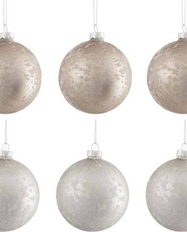 Sada 6 bílo-béžových skleněných vánočních ozdob J-Line Bauble, ø 8 cm