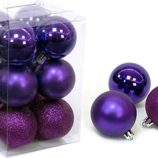 Sada 12 fialových vánočních ozdob Casa Selección Navidad, ø 4 cm