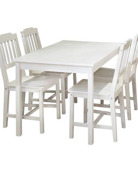 Smarshop Stůl + 4 židle 8849 bílý lak