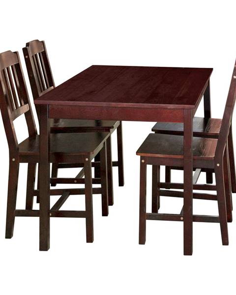 Smarshop Stůl + 4 židle 8849 tmavohnědý lak