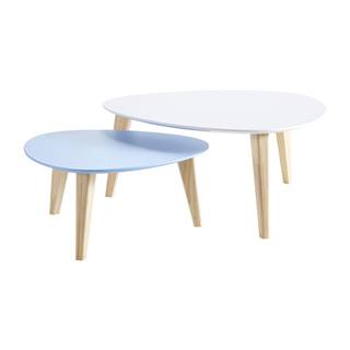 Konferenční stolek STONE sada 2 ks bílý/modrý