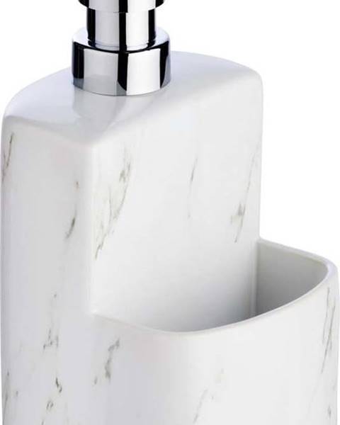 WENKO Bílý keramický dávkovač na mýdlo Wenko Festival Marble, 380 ml