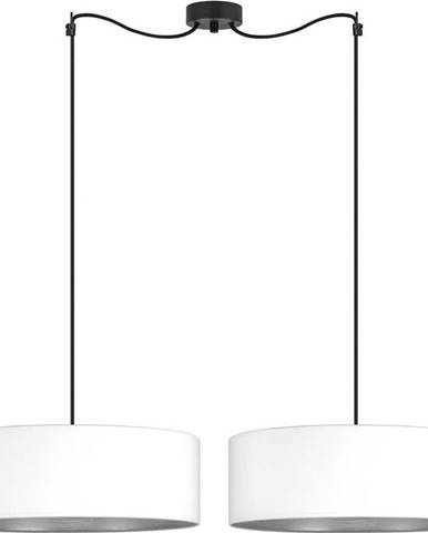 Bílé dvouramenné závěsné svítidlo s detailem ve stříbrné barvě Bulb Attack Tres XL, ⌀ 45 cm