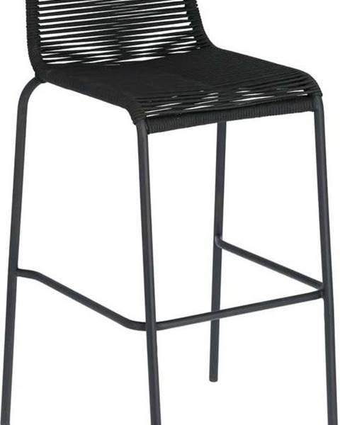 La Forma Černá barová židle s ocelovou konstrukcí Kave Home Glenville, výška 74 cm