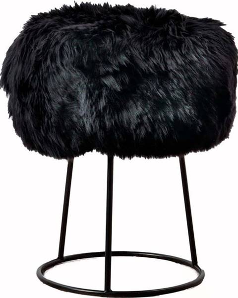 Native Natural Stolička s černým sedákem z ovčí kožešiny Native Natural, ⌀ 36 cm