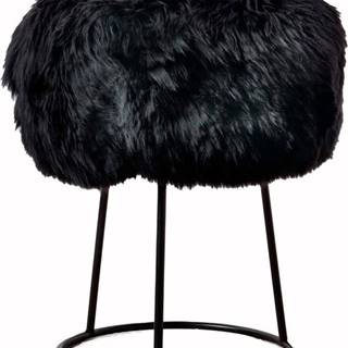 Stolička s černým sedákem z ovčí kožešiny Native Natural, ⌀ 36 cm