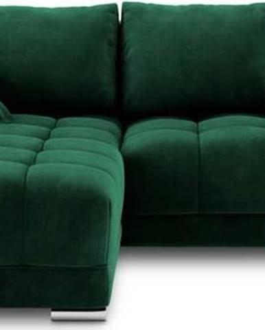 Lahvově zelená rozkládací rohová pohovka se sametovým potahem Windsor & Co Sofas Nuage, levý roh