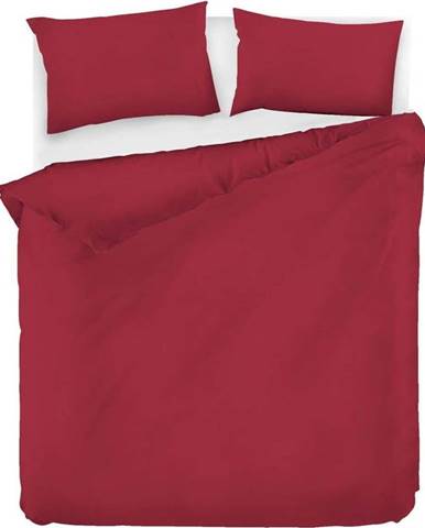 Červené povlečení na dvoulůžko z ranforce bavlny EnLora Home Fresh, 200 x 220 cm