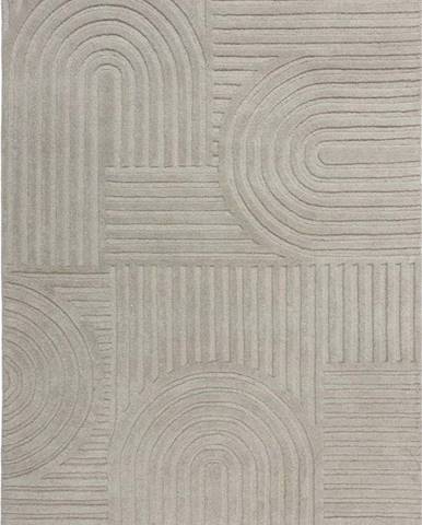 Šedý vlněný koberec Flair Rugs Zen Garden, 160 x 230 cm