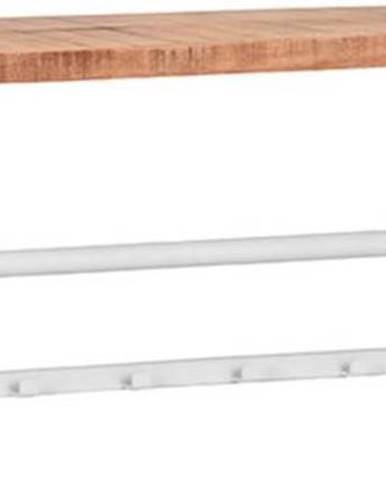 Bílá kovová lavice s dřevěnou deskou LABEL51 Kapstok