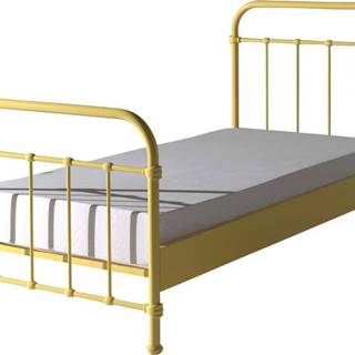 Žlutá kovová dětská postel Vipack New York, 90 x 200 cm