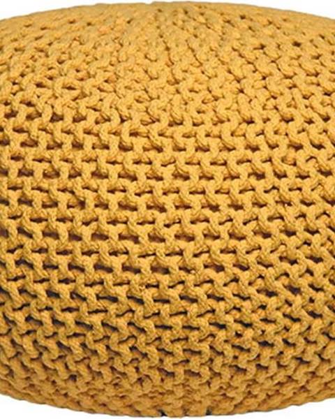 LABEL51 Žlutý pletený puf LABEL51 Knitted XL, ⌀ 70 cm