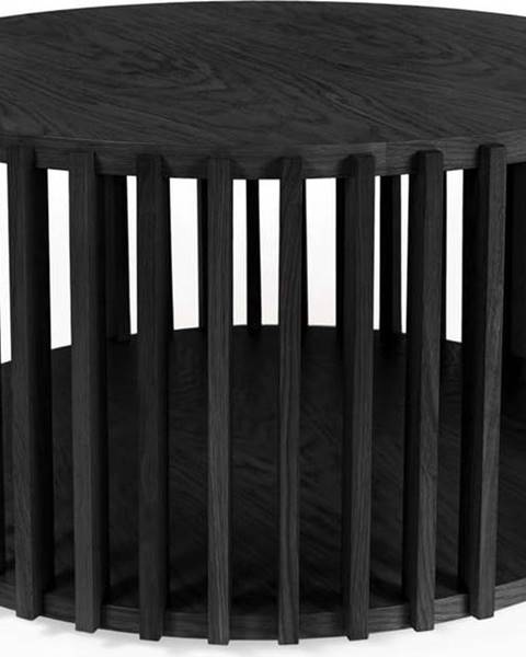 Woodman Černý konferenční stolek z dubového dřeva Woodman Drum, ø 83 cm
