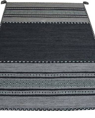 Tmavě šedý bavlněný koberec Webtappeti Antique Kilim, 120 x 180 cm