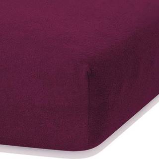 Tmavě fialové elastické prostěradlo s vysokým podílem bavlny AmeliaHome Ruby, 160/180 x 200 cm