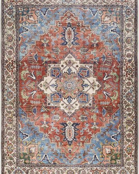 Universal Hnědo-červený koberec s podílem bavlny Universal Haria, 60 x 110 cm