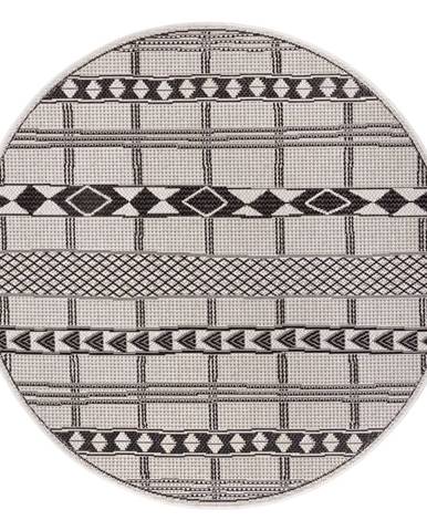 Černo-šedý venkovní koberec Ragami Madrid, ø 160 cm