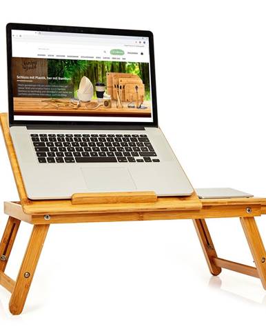 Blumfeldt Podnos do postele, sklopný, stolek notebook, výškově nastavitelný, 54 × 21-29 × 35 cm (Š × V × H), bambus