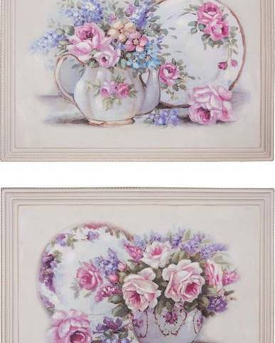 Sada 2 nástěnných obrazů Antic Line Fleurs, 46 x 26 cm