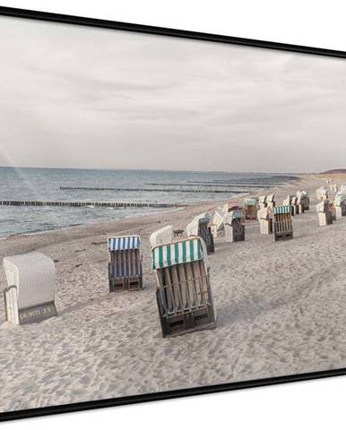 Plakát v rámu Artgeist Baltic Beach Chairs, 30 x 20 cm