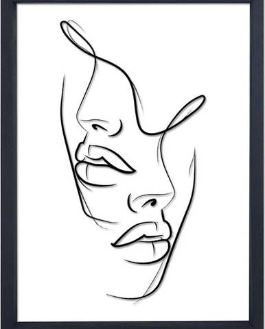 Skleněný obraz v černém rámu Vavien Artwork Faces, 32 x 42 cm