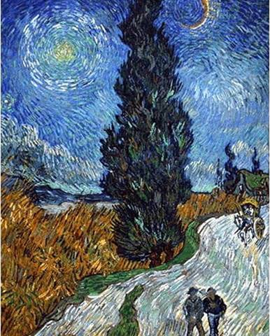 Reprodukce obrazu Vincent van Gogh - Country Road in Provence by Night, 80 x 60 cm