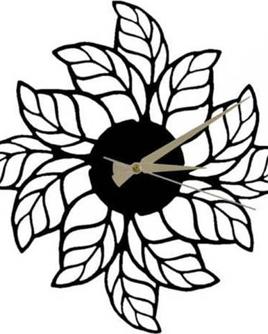 Černé nástěnné hodiny Glozis Leaves Clock, ⌀ 48 cm