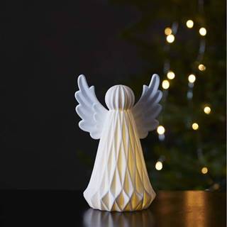 Bílá keramická vánoční světelná LED dekorace Star Trading Vinter, výška 18 cm