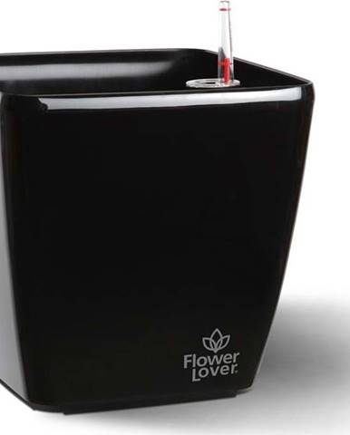 Černý samozavlažovací květináč Flower Lover Quadrato, 25 x 25 cm