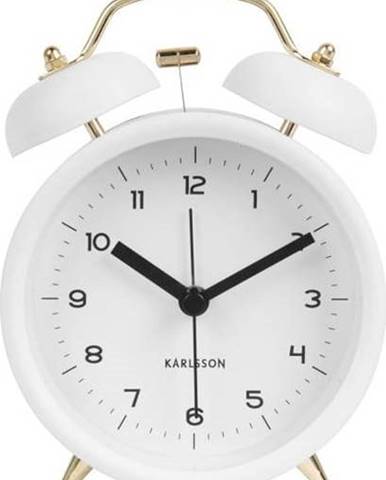 Bílý budík Karlsson Classic Bell, ⌀ 10 cm