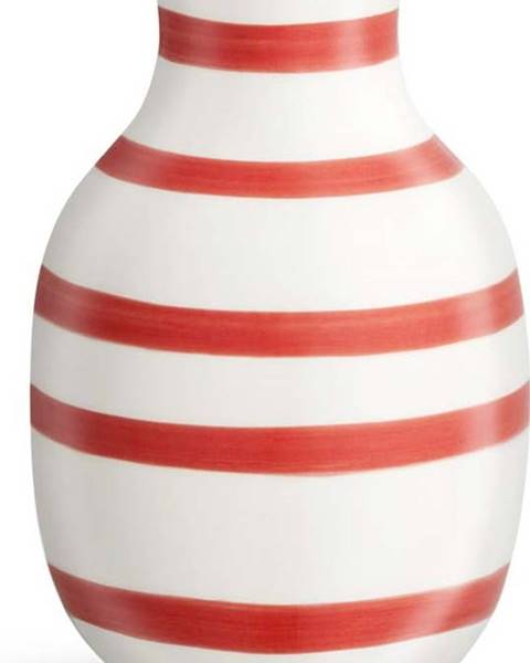 Kähler Design Bílo-červená pruhovaná keramická váza Kähler Design Omaggio, výška 12,5 cm