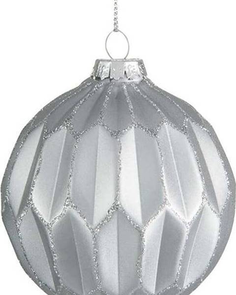 J-Line Sada 6 skleněných vánočních ozdob ve stříbrné barvě J-Line Glitter