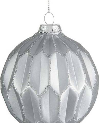 Sada 6 skleněných vánočních ozdob ve stříbrné barvě J-Line Glitter